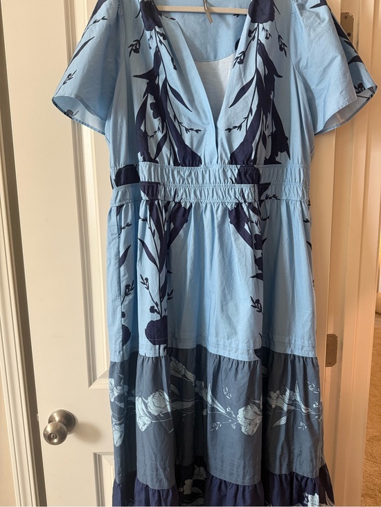 Anthropologie Dresses & Skirts - Anthropologie Light Blue and Navy Floral Somerset Dress